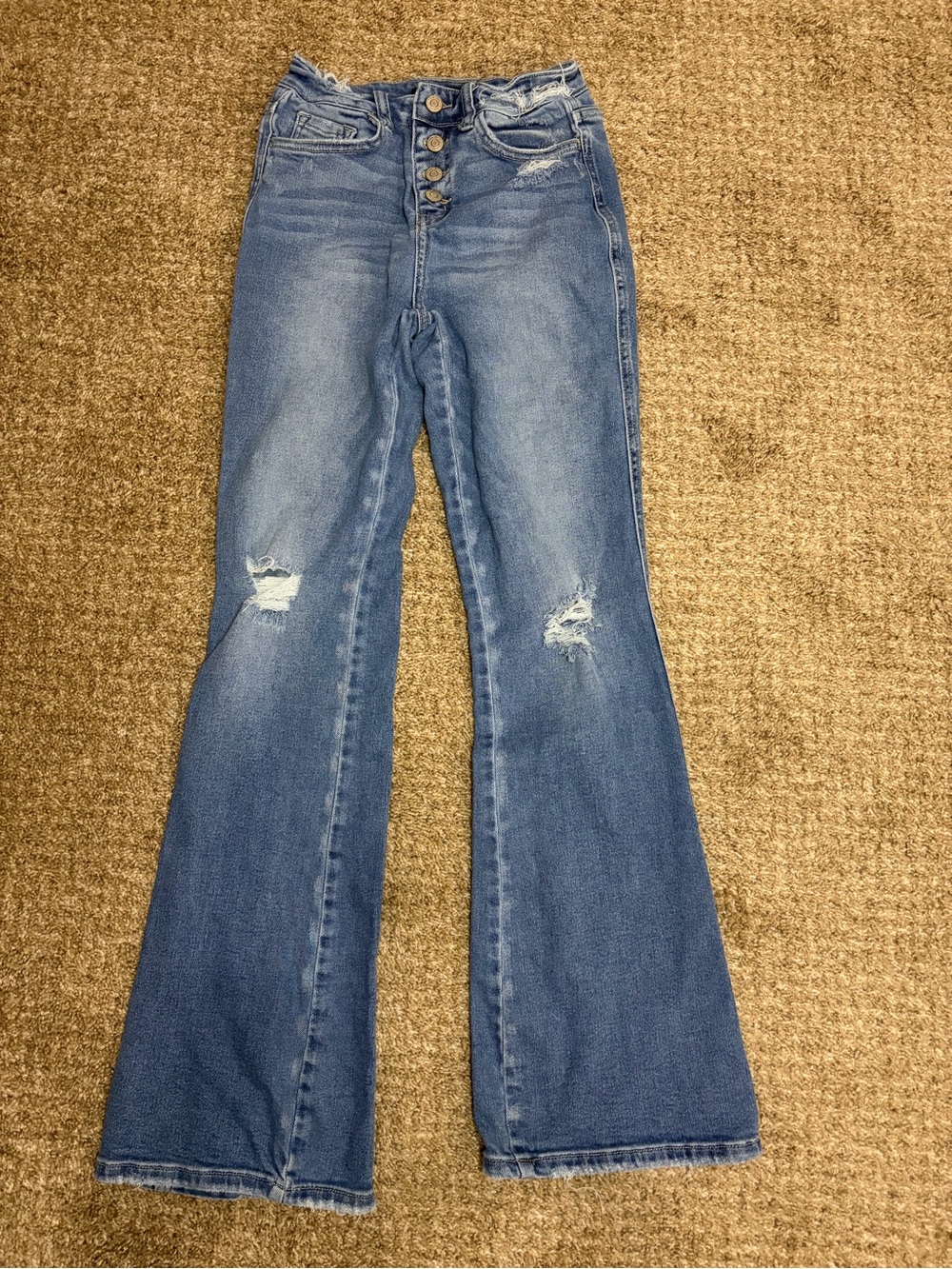 Flying Monkey Distressed High-Rise Bootcut Jeans - Blue